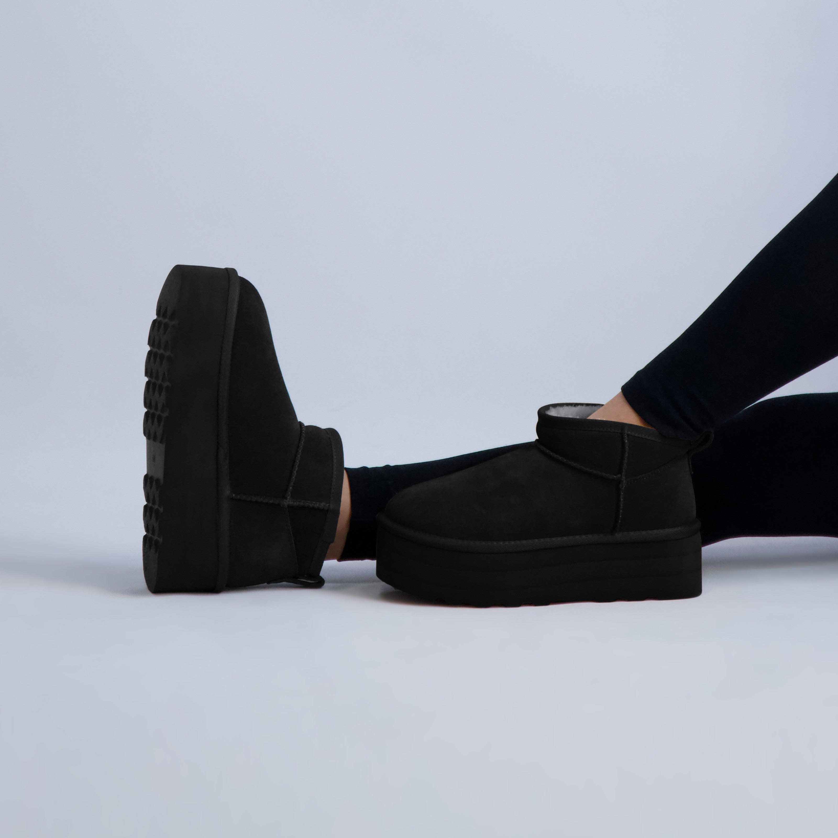 Hippy | Wide Width Platform Ankle Boots, Fur Lined