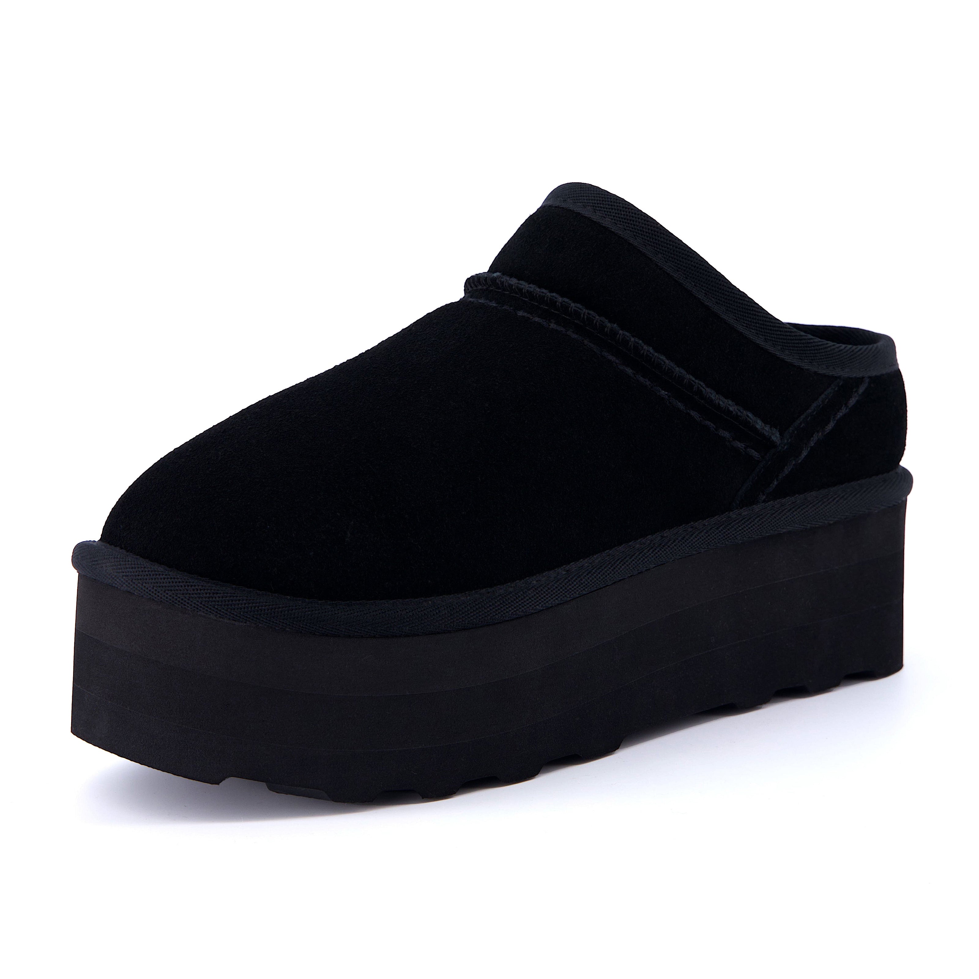 Huggy Shearling Platform Clogs