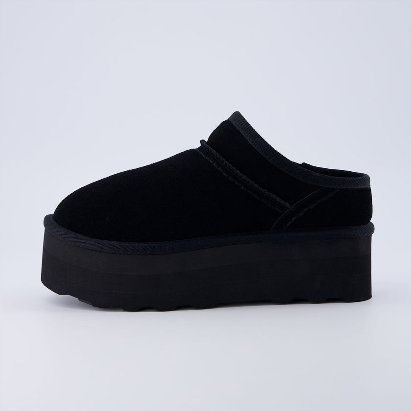 Huggy Shearling Platform Clogs