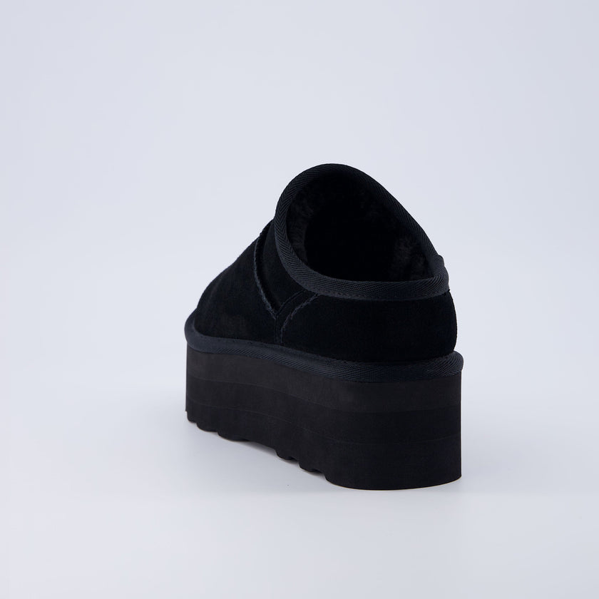 Huggy Shearling Platform Clogs
