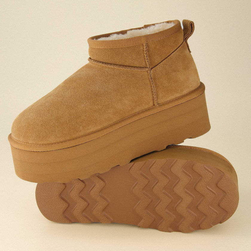 Hippy | Wide Width Platform Ankle Boots, Fur Lined