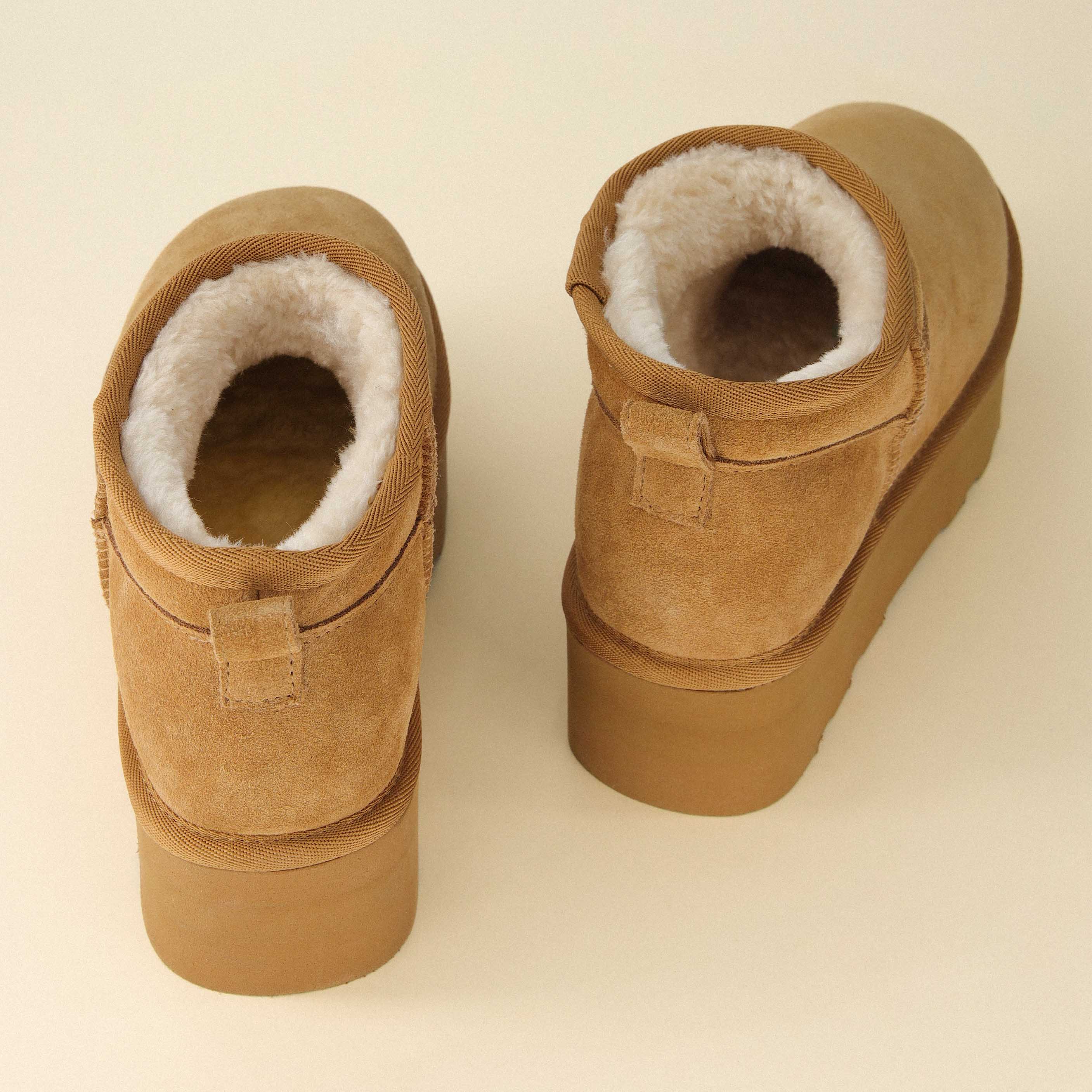 Hippy | Wide Width Platform Ankle Boots, Fur Lined