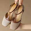 Piper T Strap Heels Square Toe Block Heel Pumps