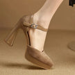 Aurore Platform Heels Ankle Strap Block Heel Pumps