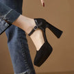 Aurore Platform Heels Ankle Strap Block Heel Pumps