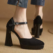 Aurore Platform Heels Ankle Strap Block Heel Pumps