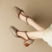 Piper T Strap Heels Square Toe Block Heel Pumps