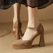 Aurore Platform Heels Ankle Strap Block Heel Pumps