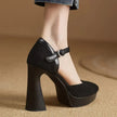 Aurore Platform Heels Ankle Strap Block Heel Pumps
