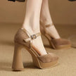 Aurore Platform Heels Ankle Strap Block Heel Pumps