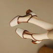 Piper T Strap Heels Square Toe Block Heel Pumps