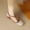 Piper T Strap Heels Square Toe Block Heel Pumps