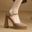 Aurore Platform Heels Ankle Strap Block Heel Pumps