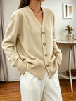 Women's Button Up Cardigan, V Neck Knit Cardigan with Heart Buttons, S-XL