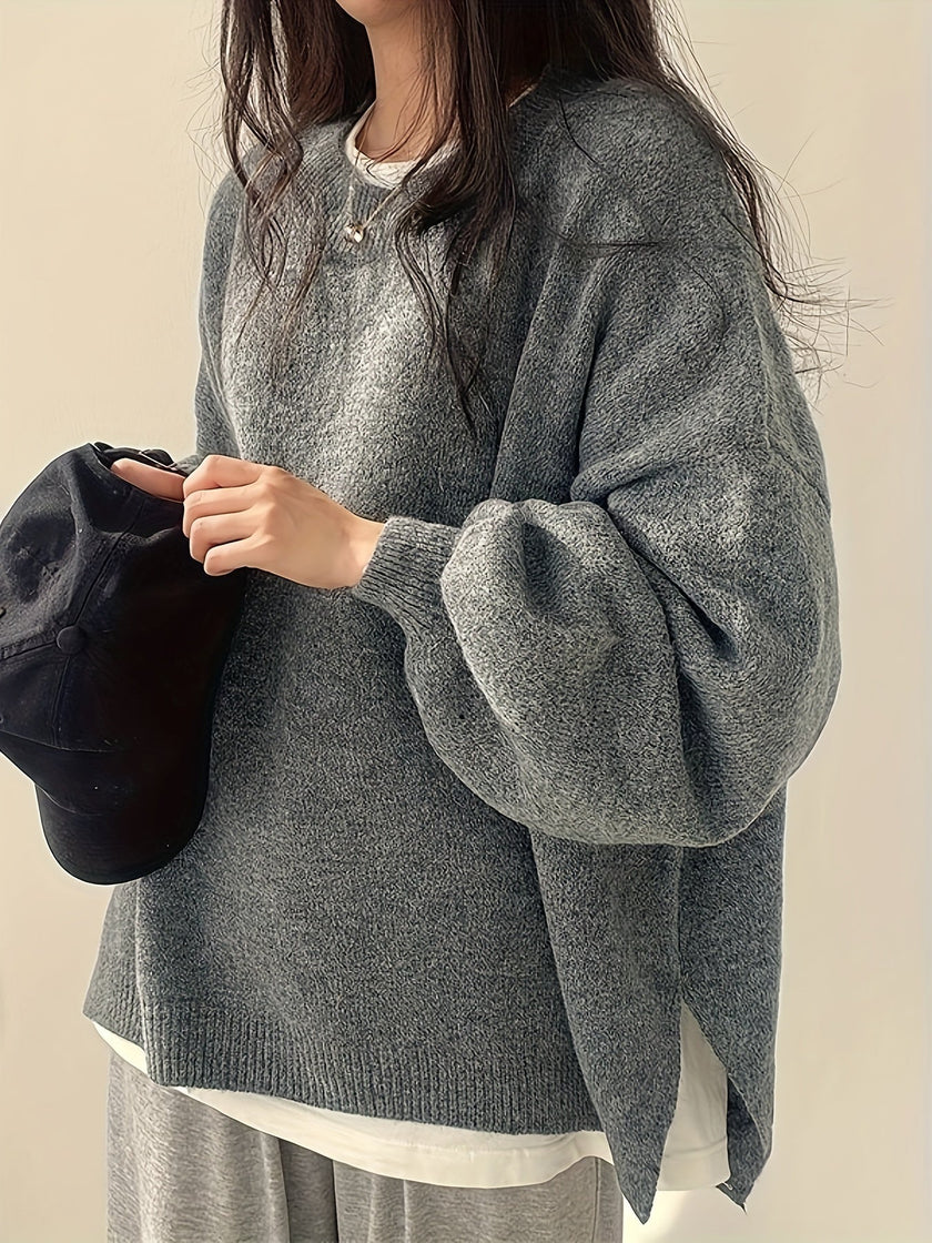 Women's Drop Shoulder Sweater, Relaxed Knit Pullover, S-2XL