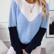 Women's Colorblock Sweater, Relaxed Crew Neck Knit Pullover, S-XL