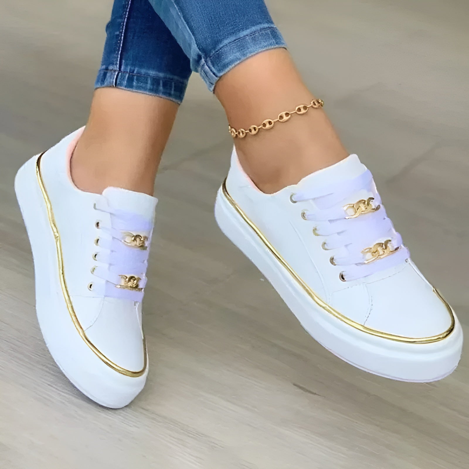 Luna Platform Sneakers Gold Chain Detail