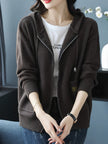 Women's Zip Up Hooded Cardigan, Lightweight Knit Hoodie with Pockets, S-L