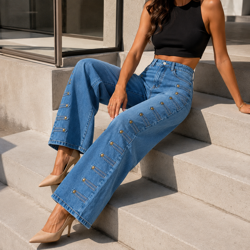 Distressed Y2K Wide Leg Jeans