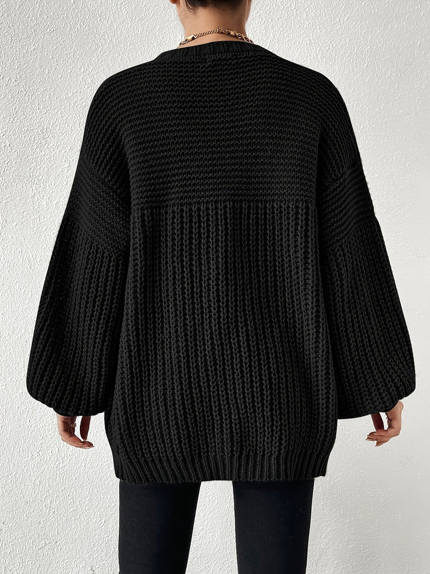 Women's Chunky Knit Cardigan, Relaxed Open Front, S-2XL