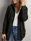 Women's Hooded Cardigan, Plush Lined Button Front Cardigan with Pockets, S-L