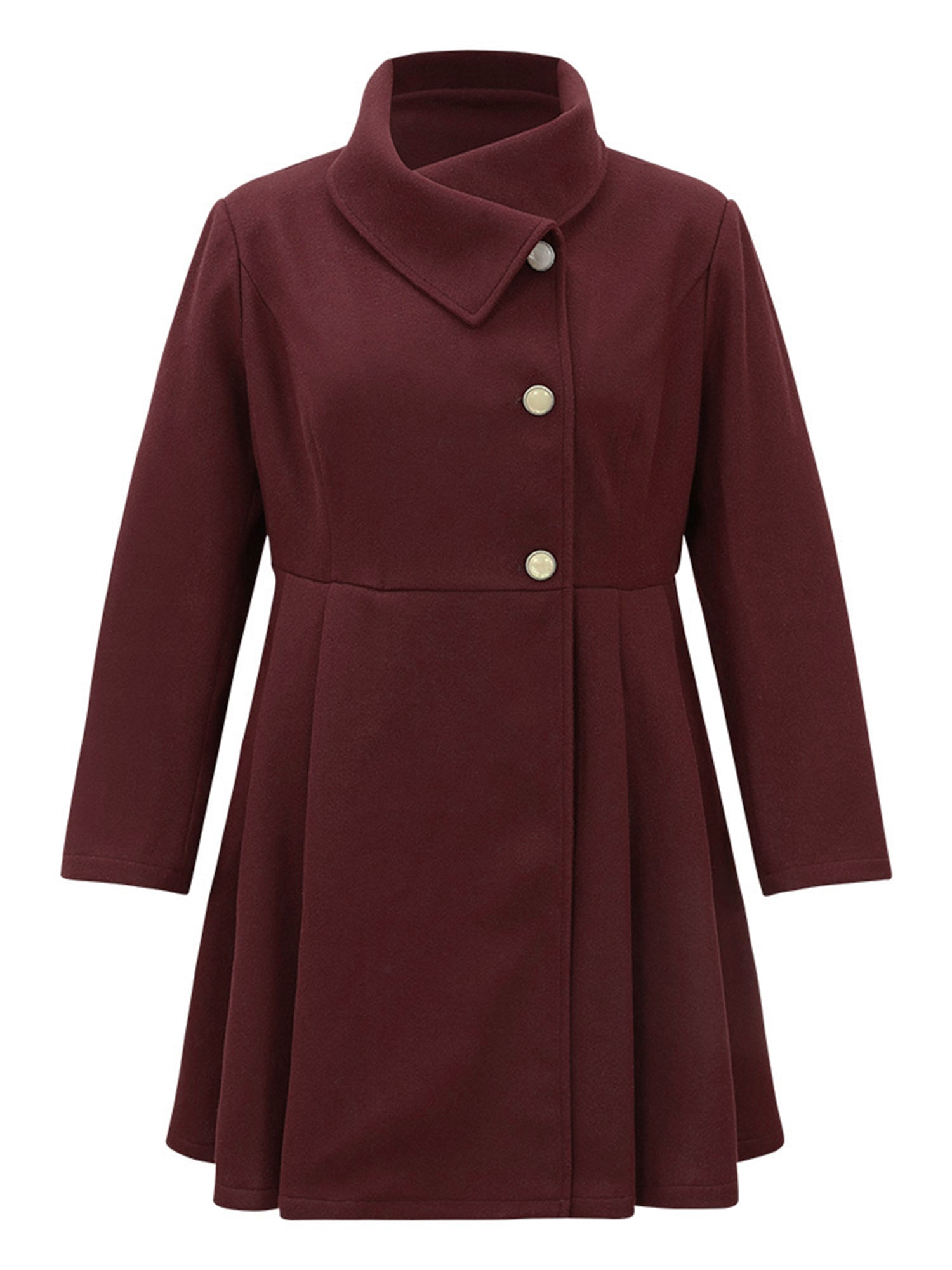 Asymmetrical Lapel Button Coat