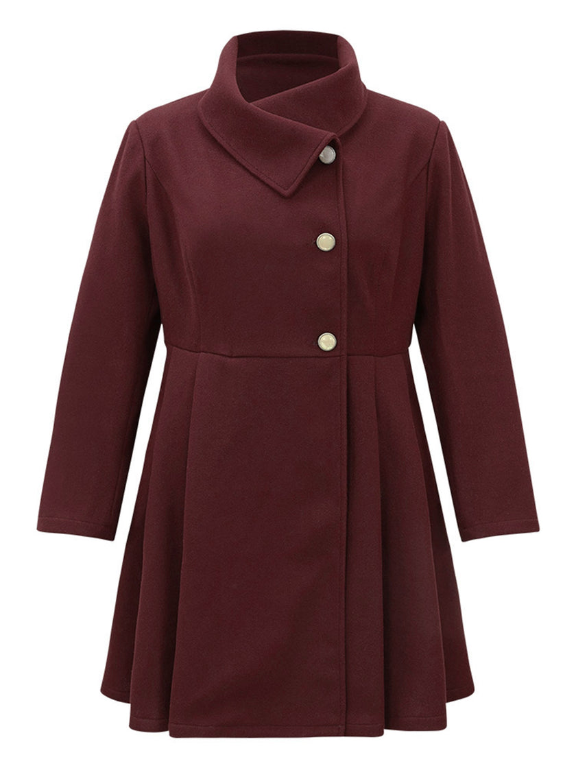 Asymmetrical Lapel Button Coat