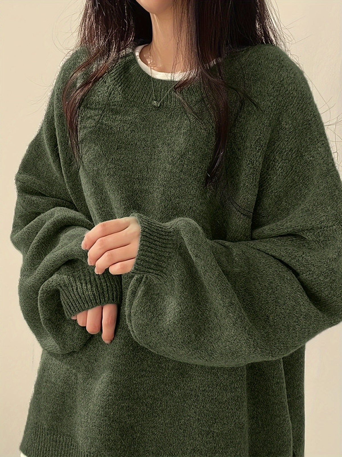 Women's Drop Shoulder Sweater, Relaxed Knit Pullover, S-2XL