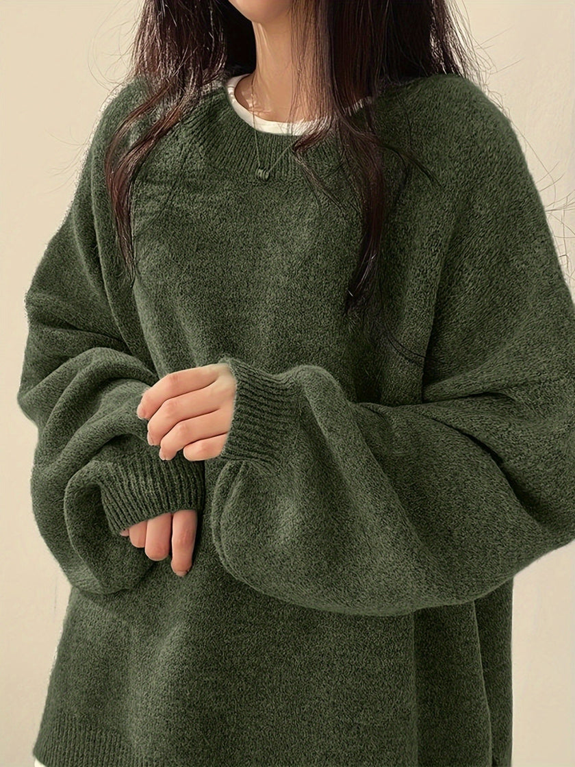 Women's Drop Shoulder Sweater, Relaxed Knit Pullover, S-2XL