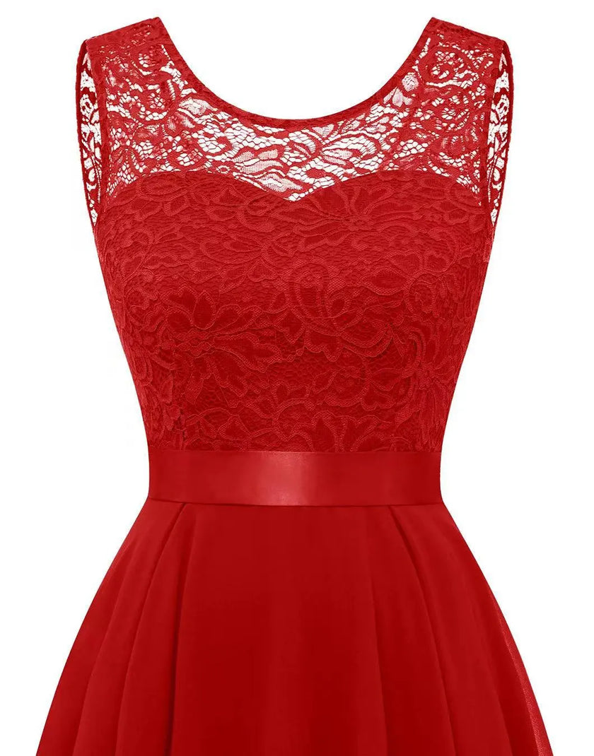 Women's Wedding Guest Dress, High Low Sleeveless Party Dress, XS-3XL