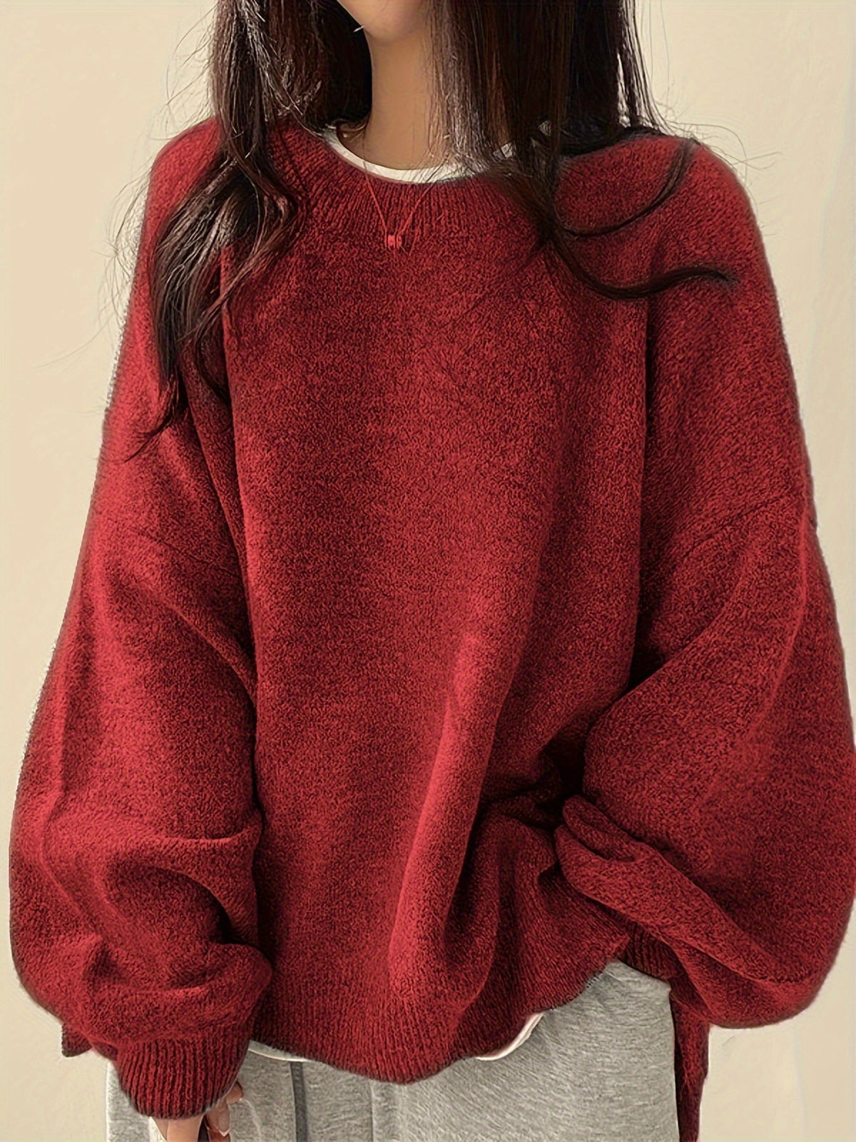 Women's Drop Shoulder Sweater, Relaxed Knit Pullover, S-2XL