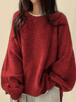 Women's Drop Shoulder Sweater, Relaxed Knit Pullover, S-2XL