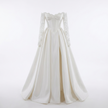 Romantic Off-the-Shoulder Lace-Appliqué A-Line Corset Wedding Gown with Long Sleeves