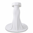 Modern Off-the-Shoulder Stretch Crepe Sheath Wedding Gown with Cathedral Train