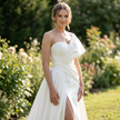 Glam Sweetheart Satin Column Wedding Gown with Front Slit