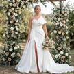 Glam Sweetheart Satin Column Wedding Gown with Front Slit