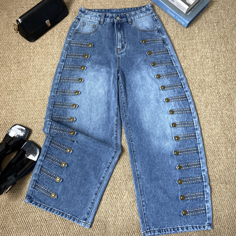 Distressed Y2K Wide Leg Jeans