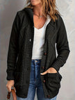Women's Hooded Cardigan, Plush Lined Button Front Cardigan with Pockets, S-L