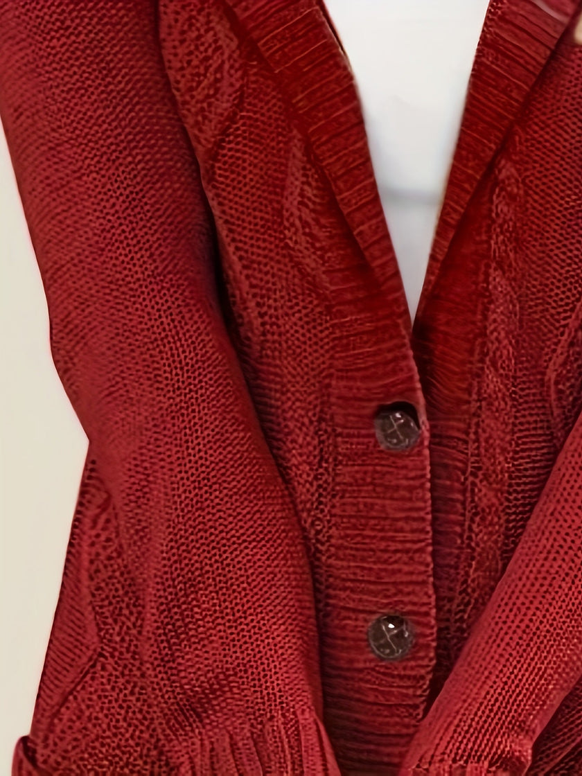 Women's Hooded Cardigan, Plush Lined Button Front Cardigan with Pockets, S-L