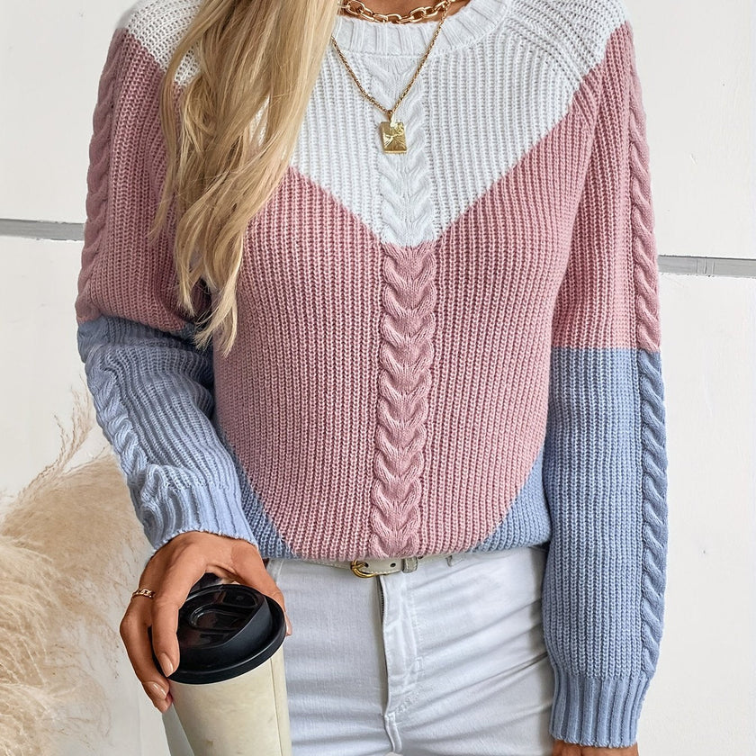 Women's colorblock crew neck sweater