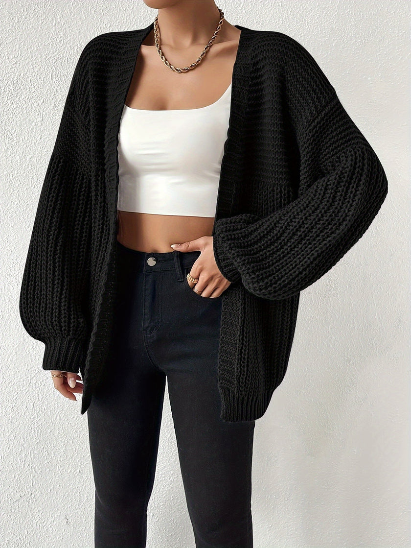 Women's Chunky Knit Cardigan, Relaxed Open Front, S-2XL
