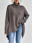 Women's Turtleneck Sweater, Relaxed High Neck Knit, S-2XL