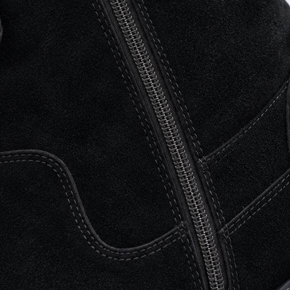 black fur boots for women, fleece lined mid calf winter boots