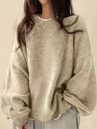 Women's Drop Shoulder Sweater, Relaxed Knit Pullover, S-2XL