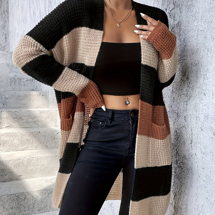 Women's colorblock longline cardigan