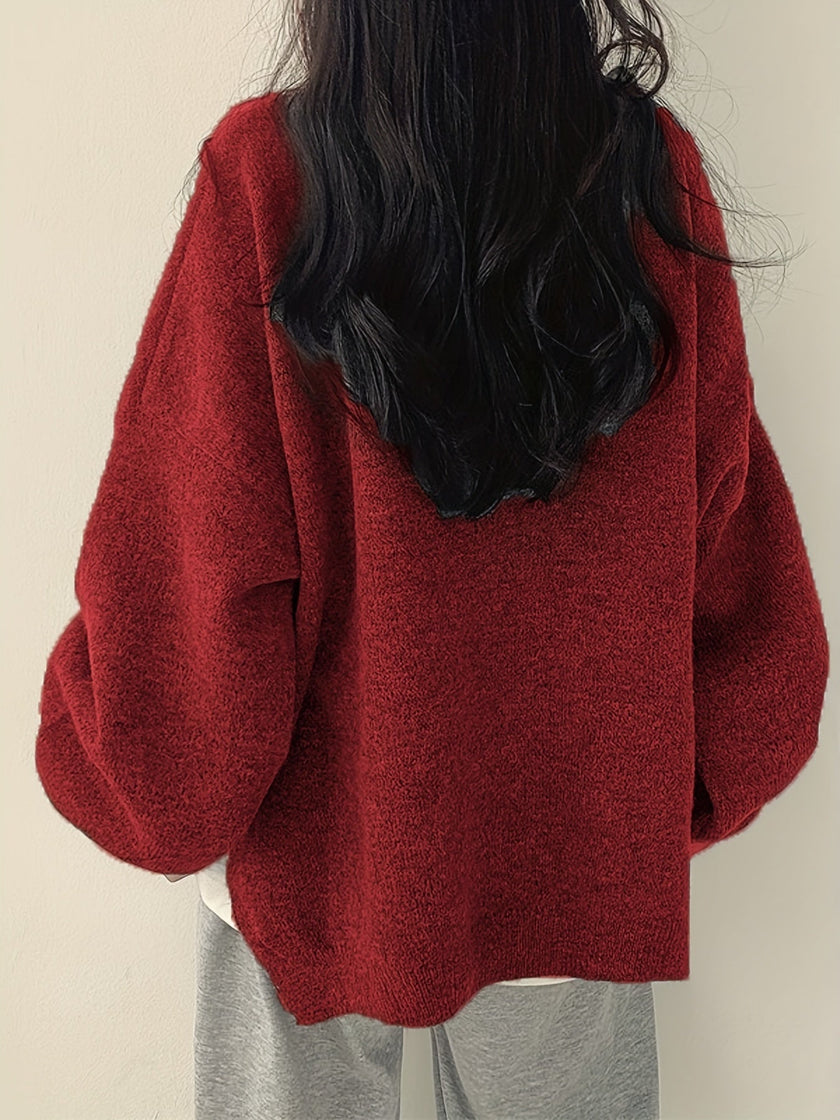 Women's Drop Shoulder Sweater, Relaxed Knit Pullover, S-2XL