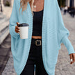 Women's Open Front Cardigan, Ribbed Knit Layering Cardigan