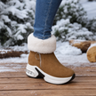 fur lined winter ankle boots for women, wedge snow booties