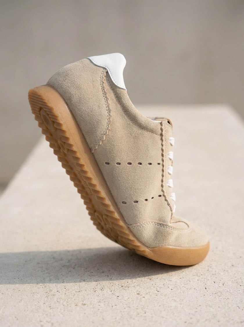 Tock suede sneaker gum rubber outsole flexing