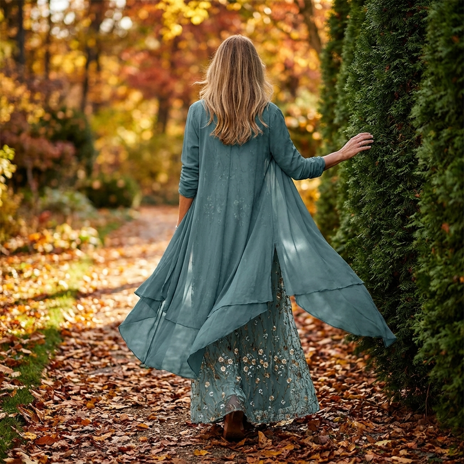 Maxi dress and duster cardigan two piece set, alternate view